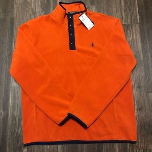 NWT!Polo Ralph Lauren Mens 1/4 Snap Long Sleeve Jacket Fleece Orange $125